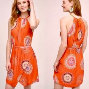 Anthropologie orange medallion dress